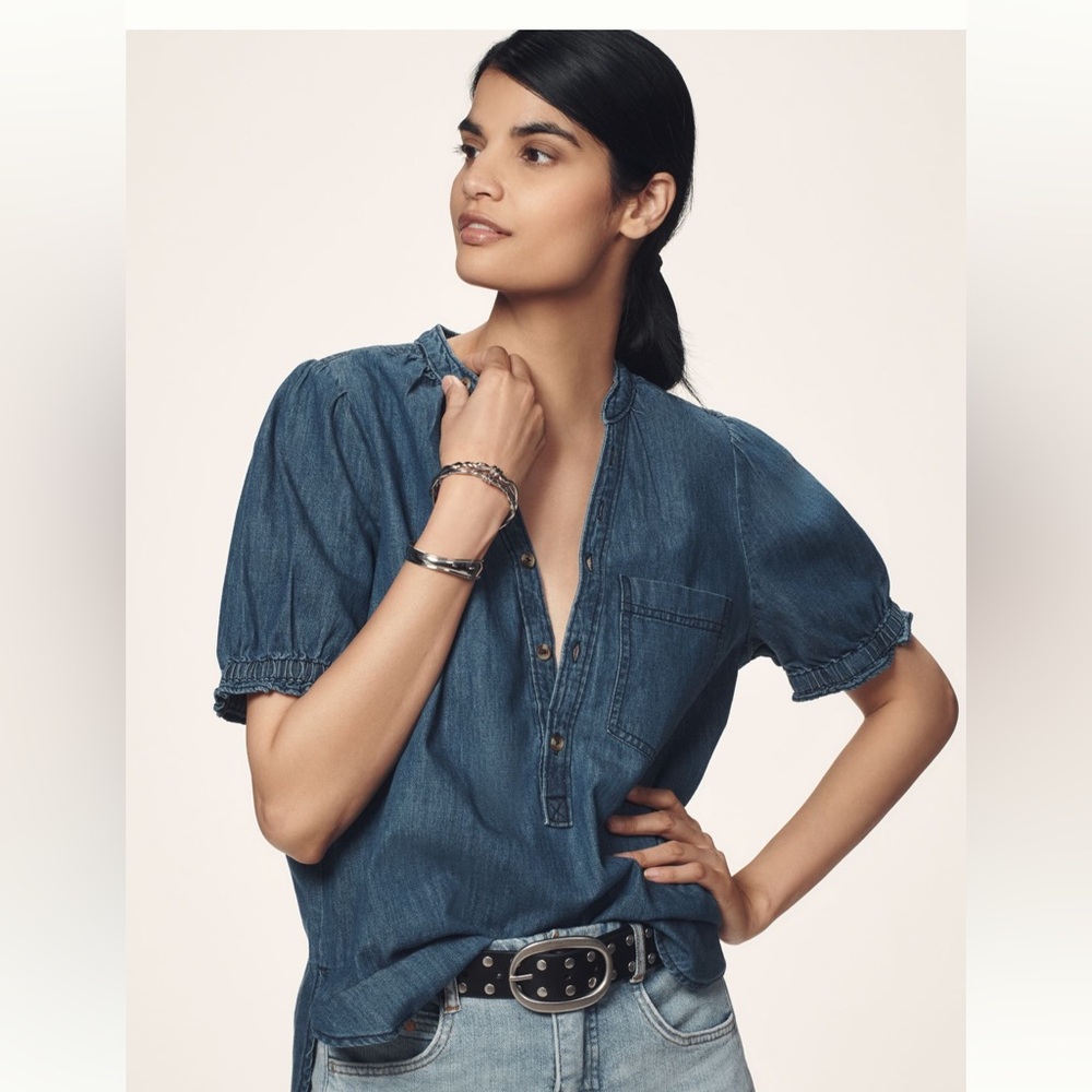 Anthropologie Pilcro Blue Denim Blouse